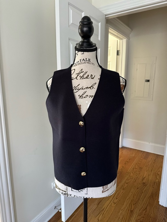 Rachel Zoe Tops - Rachel Zoe Black Sleeveless Button Vest with Gold Accents